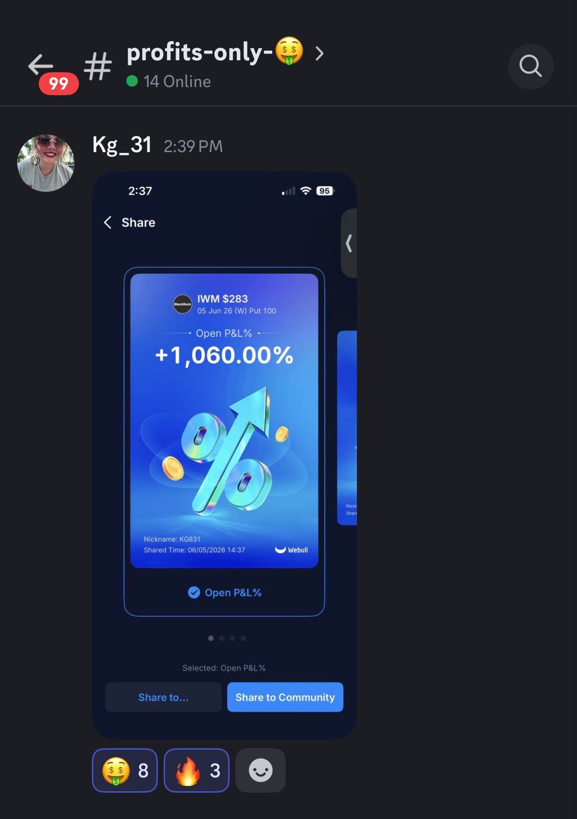 Trading result 1