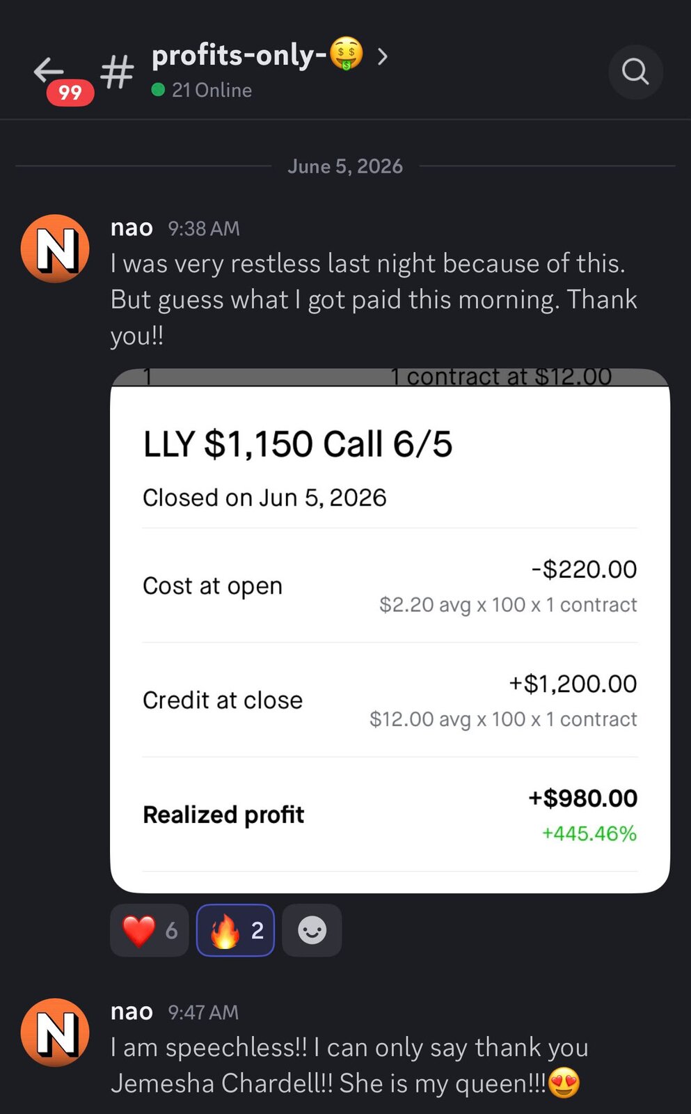 Trading result 9